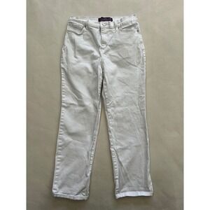 Gloria Vanderbilt Amanda White High Rise Straight Leg Jeans Womens 10P Petite